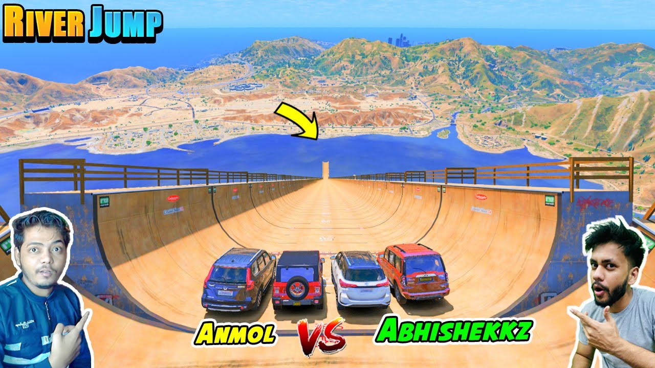 GTA 5 : @AbhishekkzGaming  Indian Cars Vs Anmol GameX Indian Cars River Jump Challenge