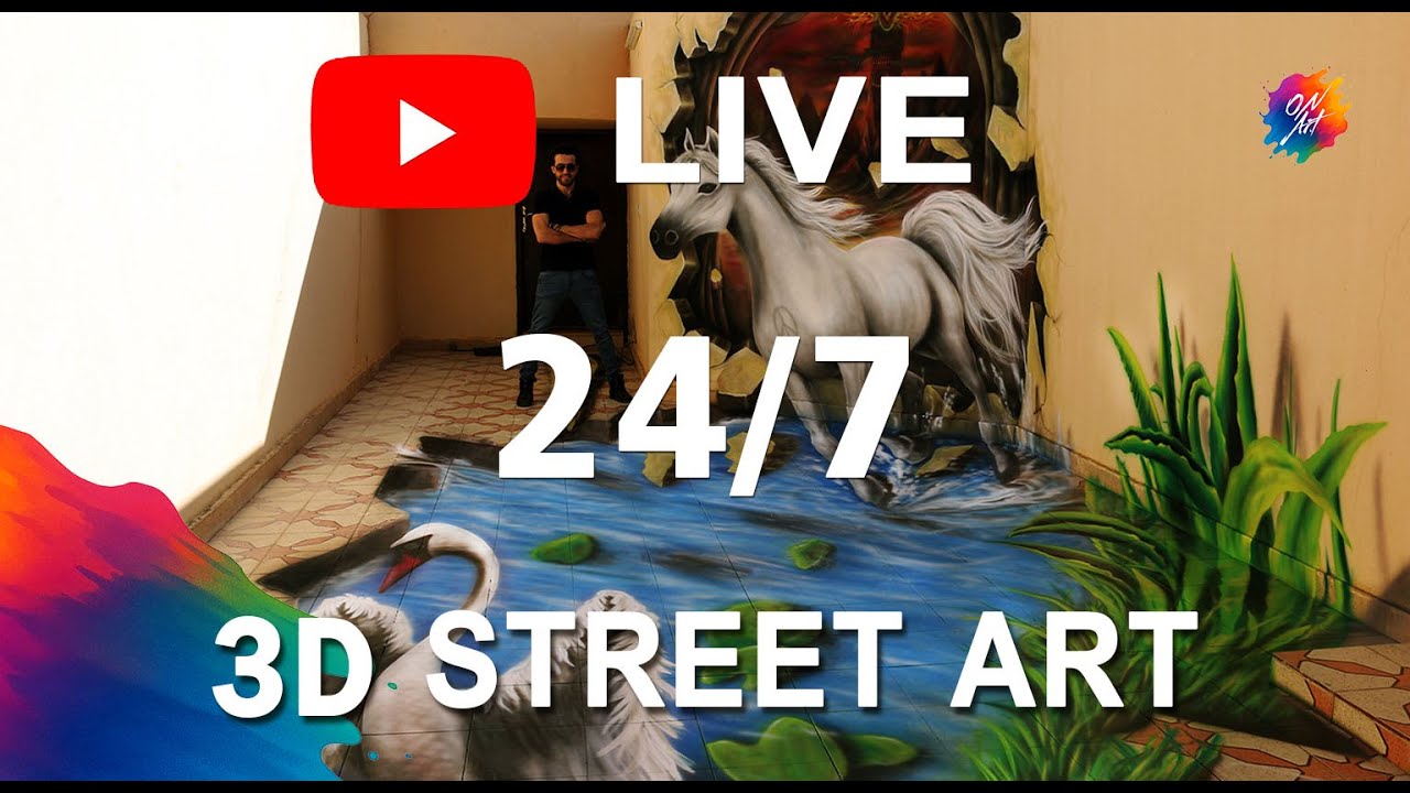 بث مباشر 24/7 | رسم ثلاثي الأبعاد على الأرض والجدران | 3D Street Art & Optical Illusion Live Stream
