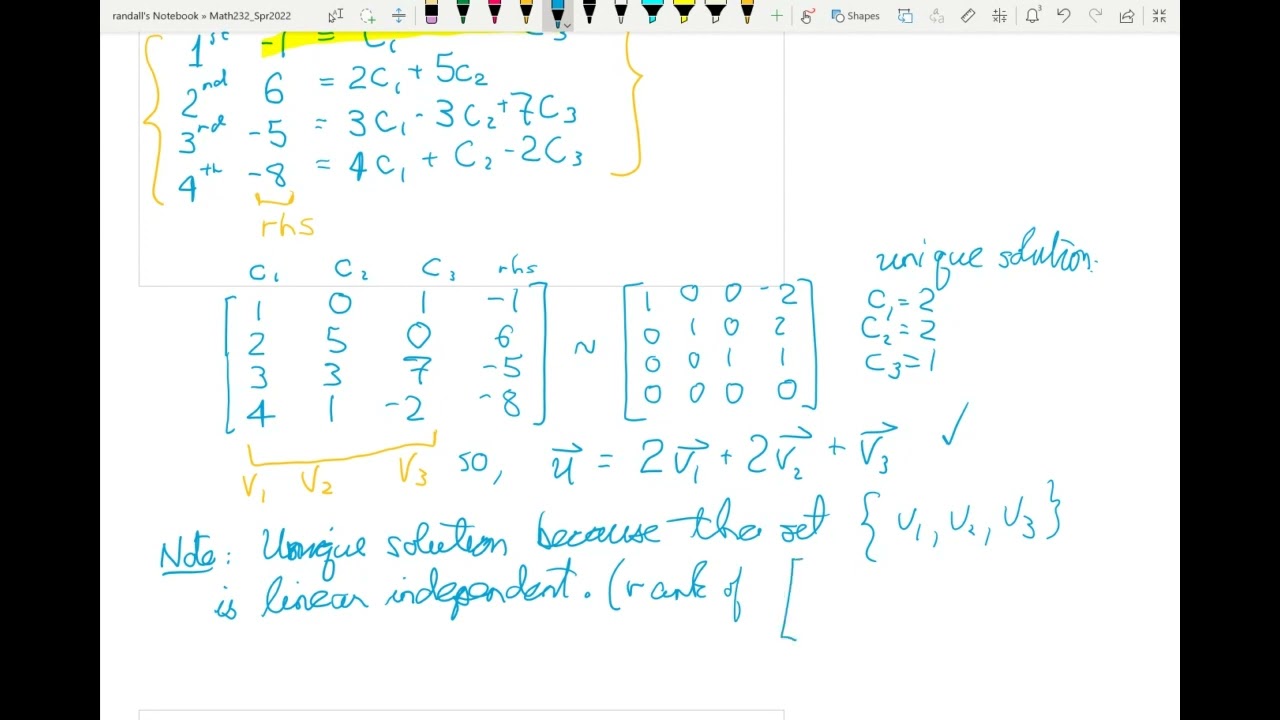 SFU MATH 232 2.3 Applications to Spanning and Linear Independence