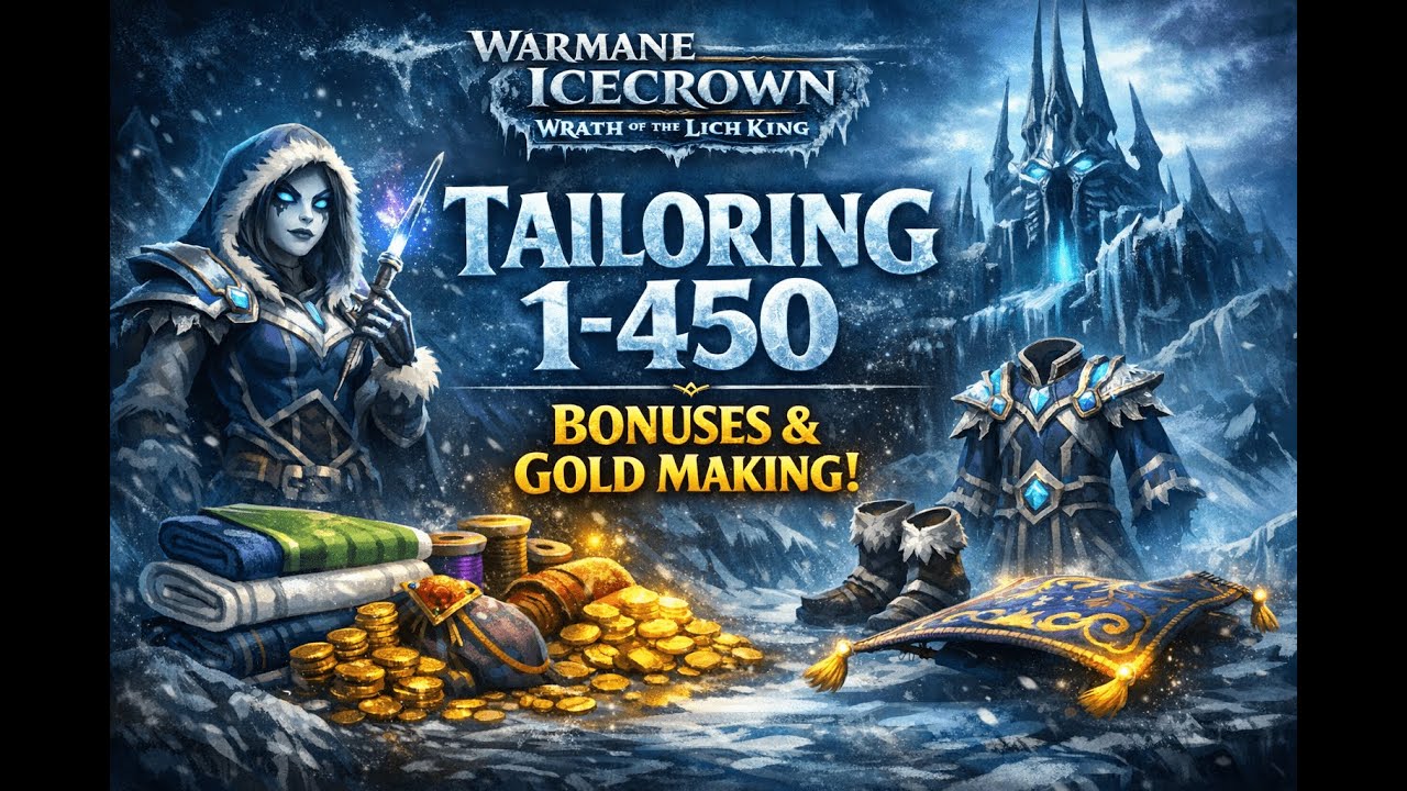 WotLK Warmane Icecrown - How to level Tailoring 1 to 450 (x3), Bonuses and Gold Making