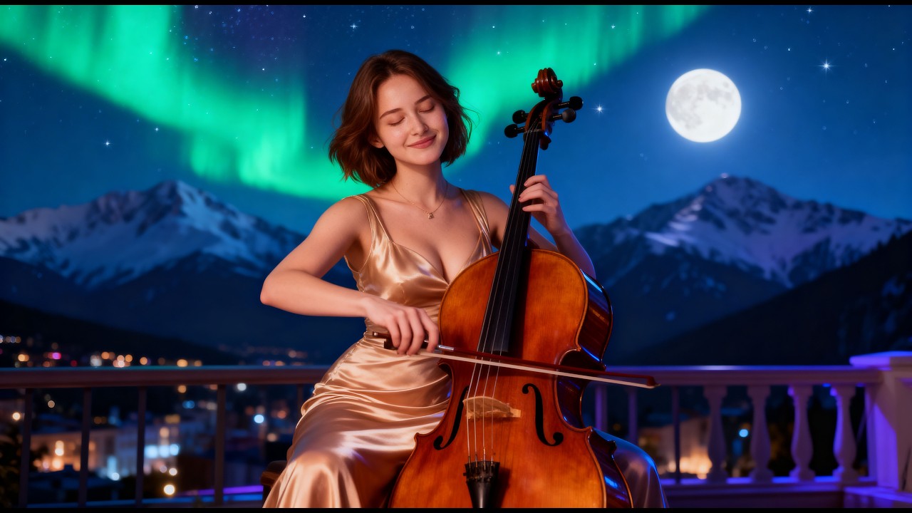 🎻🎹 Cello & Piano in Arctic Aurora Night – Deep Peaceful Music for Relaxation & Sleep