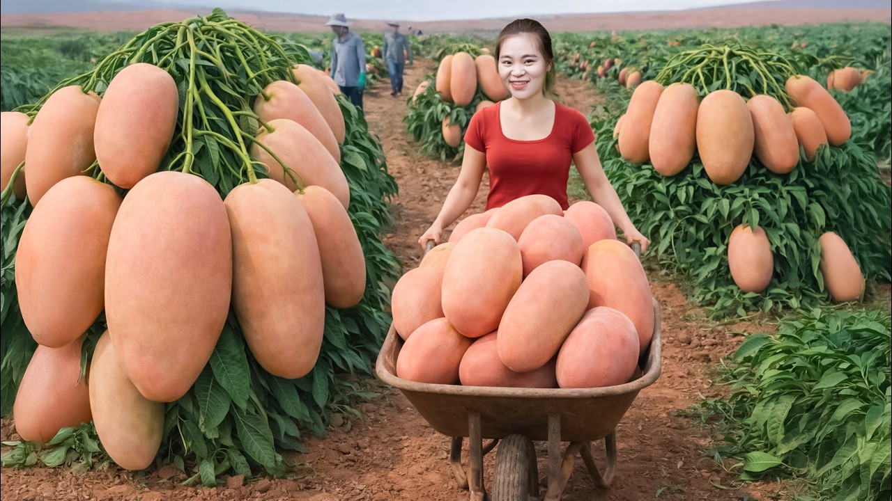 Harvesting GIANT Pink Mangoes at Sunrise | A Peaceful Farm-to-Market Journey