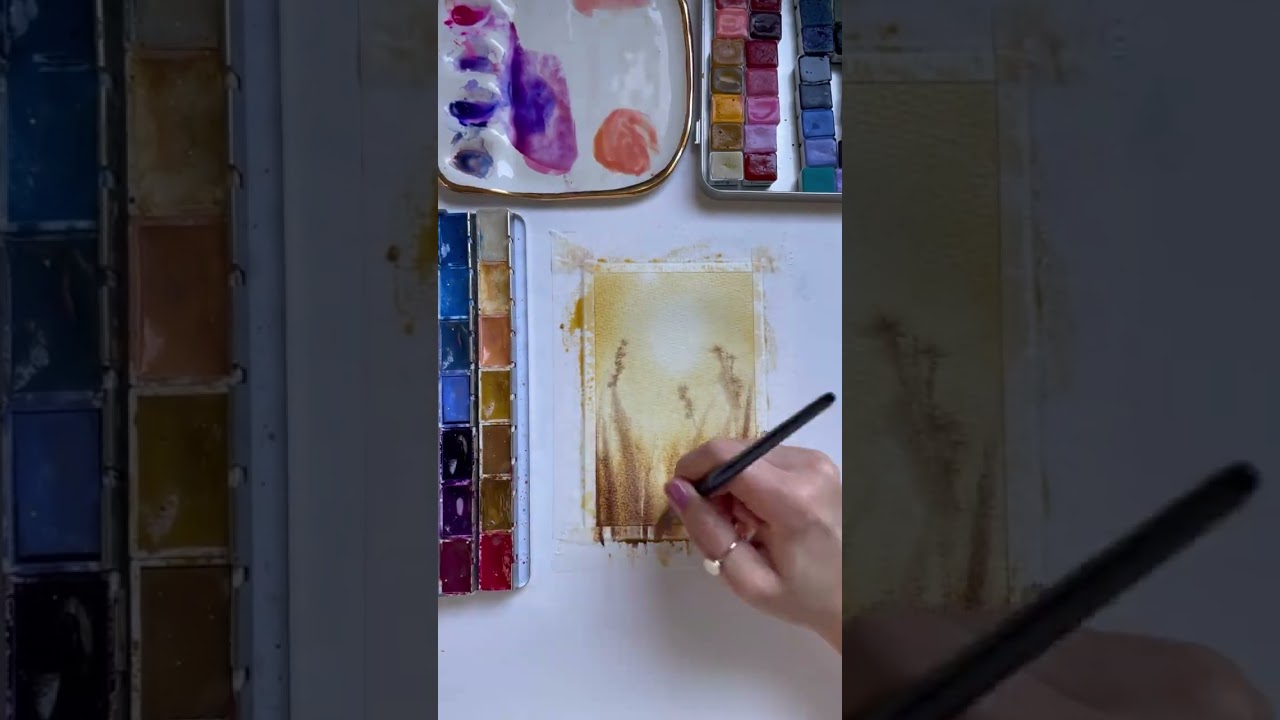 Watercolor Wheat Fields, tutorial by @Makoccino #watercolor #loosewatercolor #watercolortutorial