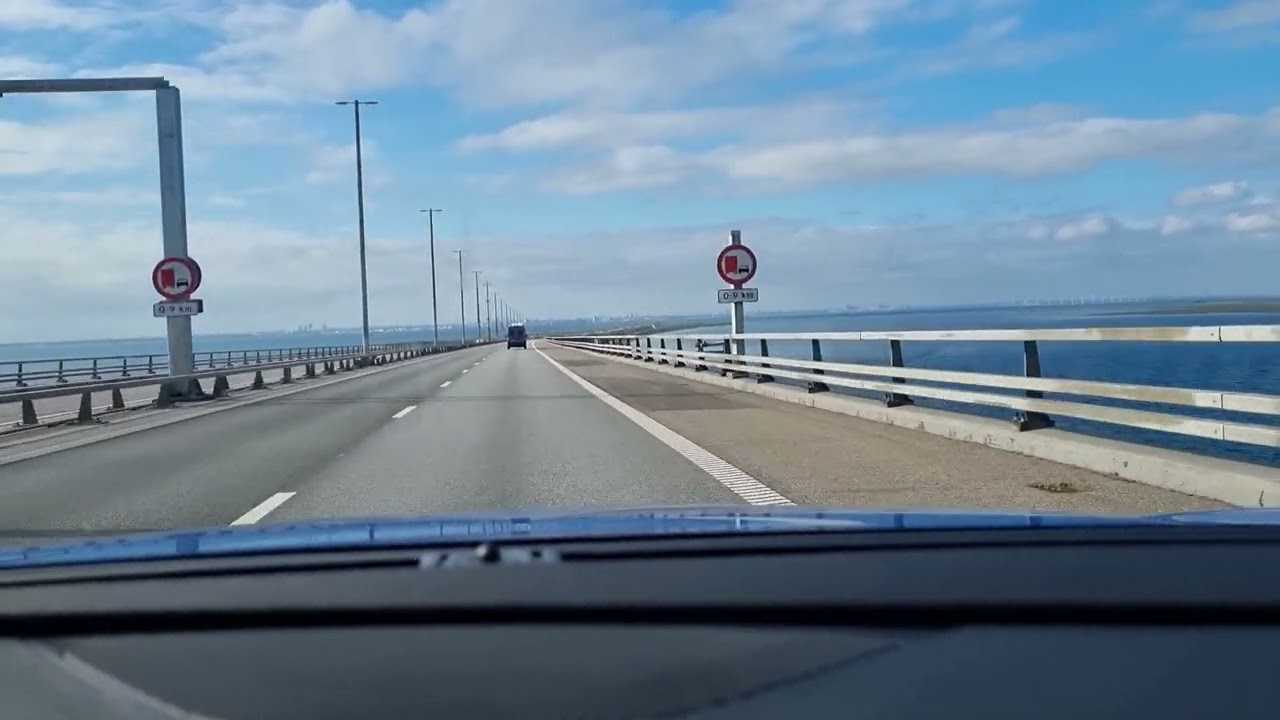 Sweden Malmö to Denmark Copenhagen - Öresund/Øresund Bridge driving