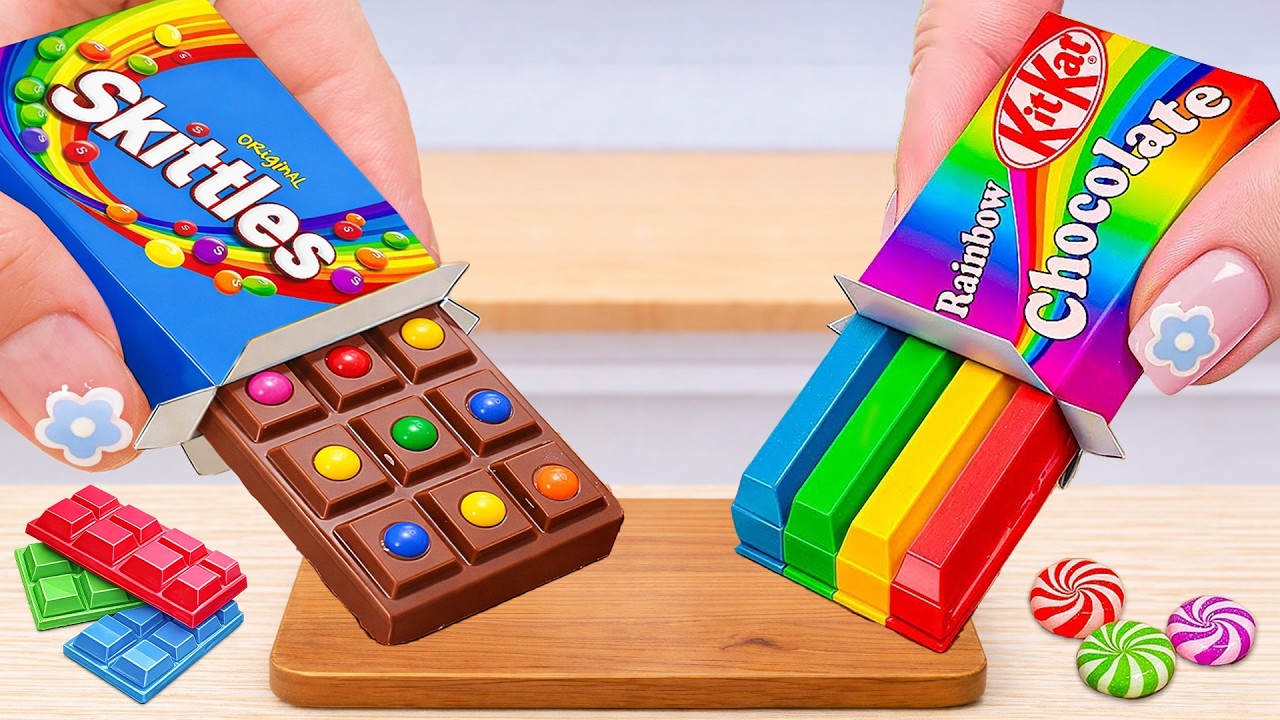 Miniature Rainbow Chocolate KitKat Recipes with Skittles l Best Of Miniature Cake Ideas