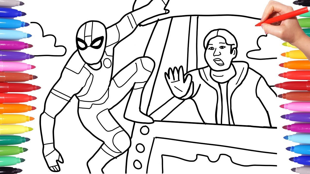 SPIDERMAN FAR FROM HOME COLORING BOOK - SPIDERMAN NIGHT MONKEY SAVES NED