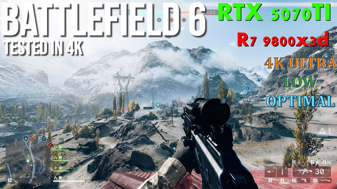 RTX 5070 Ti + R7 9800X3d - BATTLEFIELD 6 Open Beta Benchmark | 4k Ultra, Low & Optimal Graphics