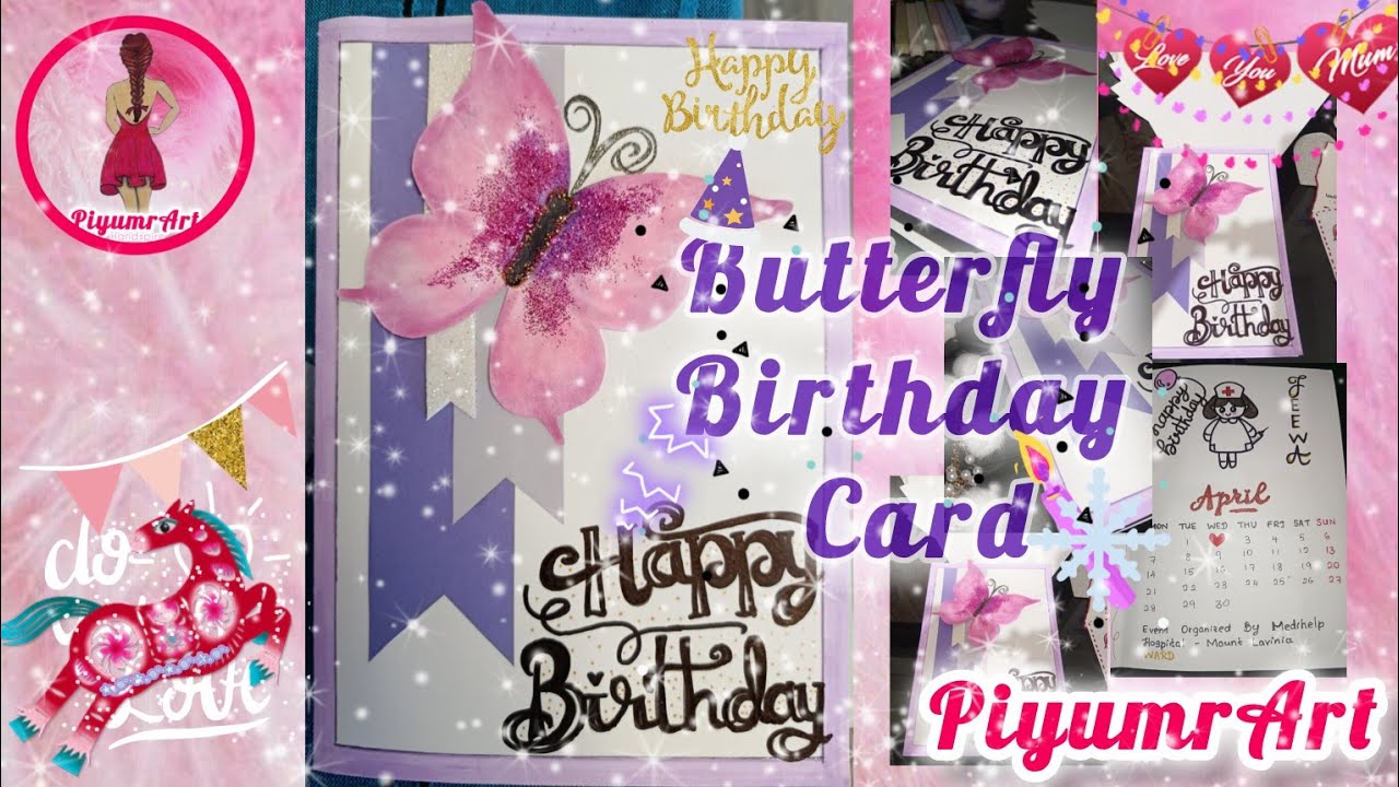 Butterfly Birthday Card🦋💜 | DIY | Easy Gift Idea🥰💐 #piyumrart #diy #crafts #viral #video #fypシ #love