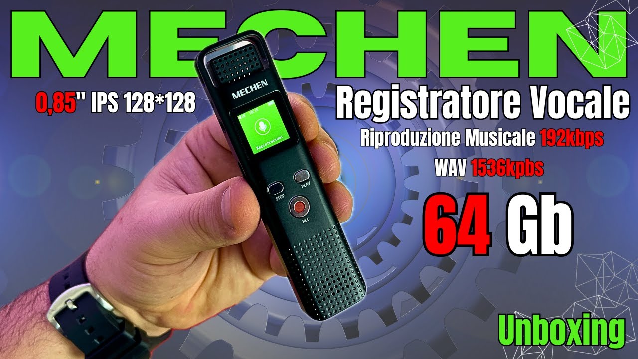 REGISTRATORE VOCALE MECHEN ‎EU-V02 UNBOXING - PICCOLO COMPATTO con 7 Livelli di RIDUZIONE DEL RUMORE