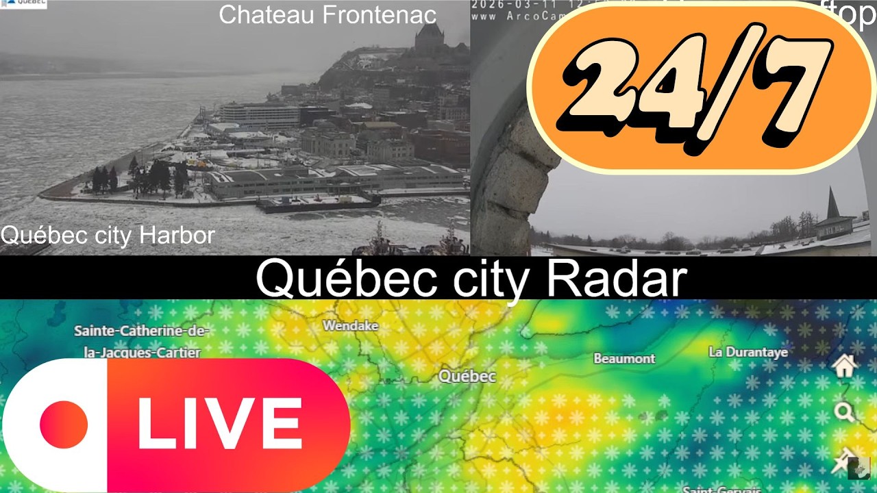 🔴Live webcam : Old Québec, Chateau Frontenac, Harbor, Québec Yacht Club, Old Québec