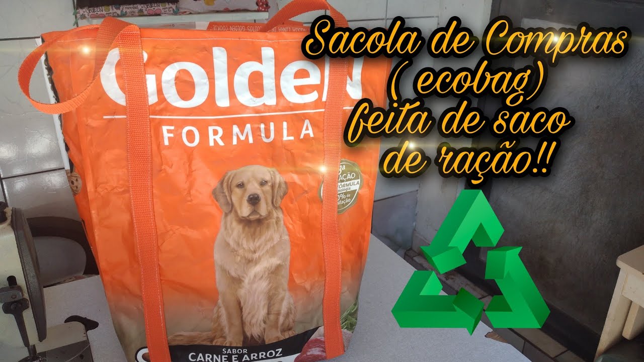 Como fazer Sacola de Compras(Ecobag) de saco de ração!Alças  reforçadas #recicle #sustentabilidade