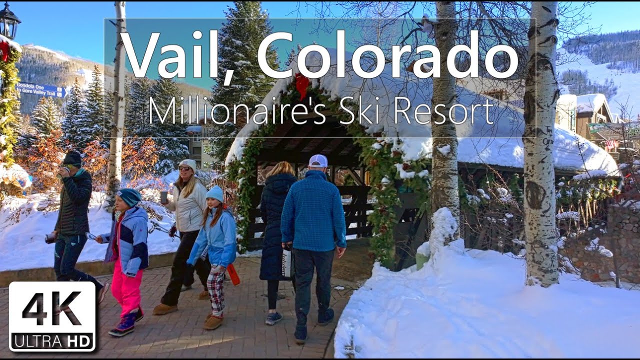 Vail, Colorado USA - Walking Tour - Millionaire's Ski Resort, Winter Wonderland 8K Dolby Vision HDR