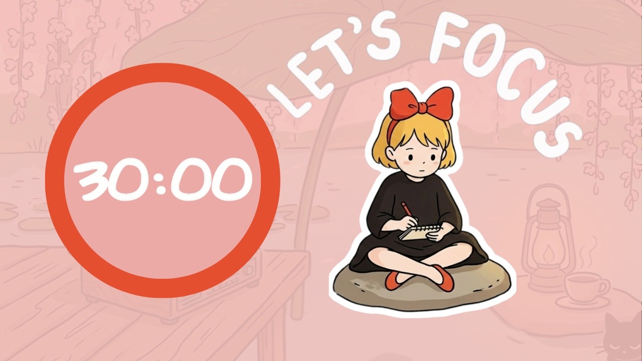 Cozy Witch Pomodoro 7x30min (4hr) | Lofi Chill Beats 📜✨ | ADHD focus + white noise