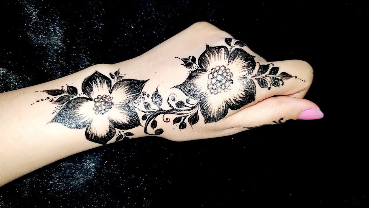 بسيط وسهل نقش حناء اسود 😍💕 henna for hands