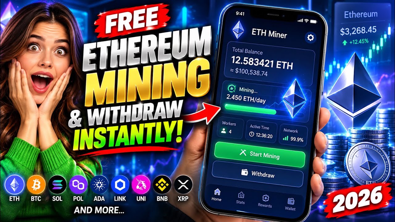🔥 How to Mine Free Ethereum 😳⚡ & Withdraw Instantly? (ETH Miner App) | 2026
