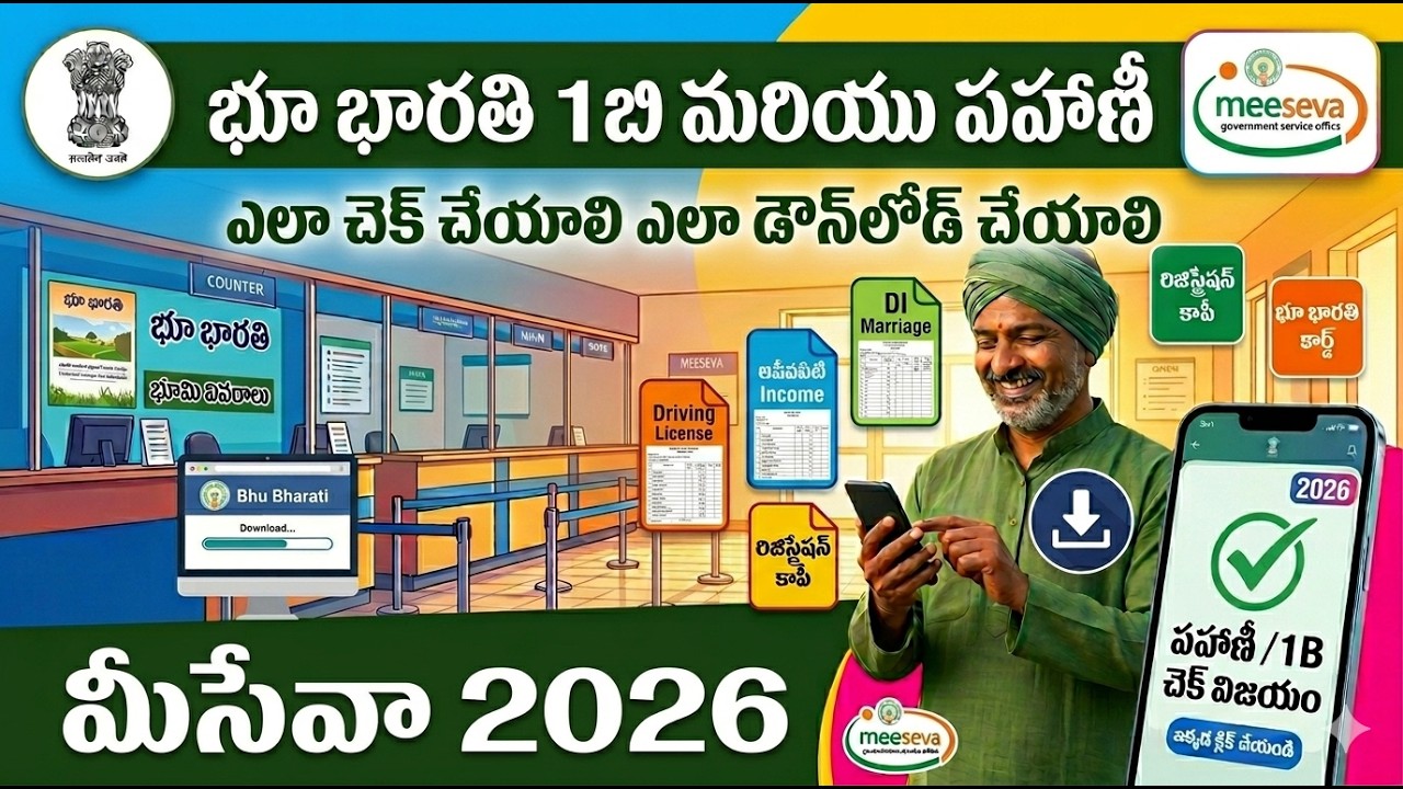 భూ భారతిలో 1B మరియు పహాణీ డౌన్&zwnj;లోడ్ చేయడం ఎలా? | How to Download Bhu Bharati 1B & Pahani 2026