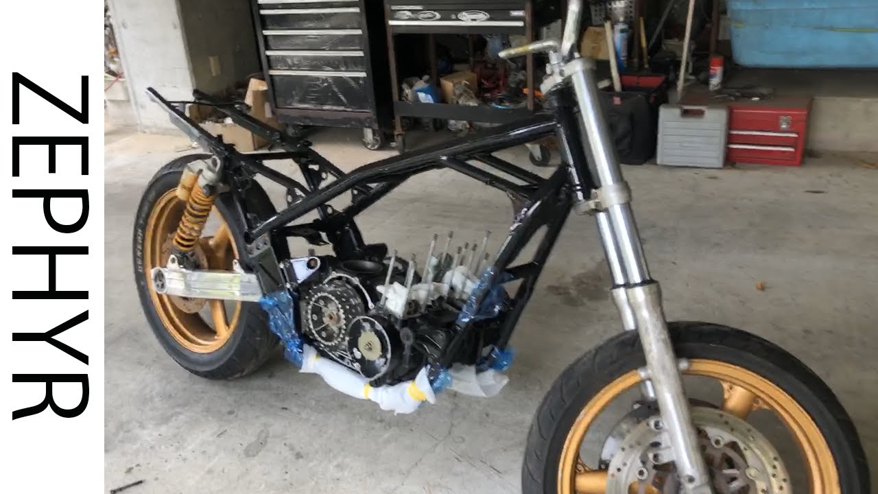 kawasaki ゼファー400のフレームに550ccエンジンのせる 腰下ゼファー550 シリンダーヘッド カムシャフト GPZ400F使用 DIY