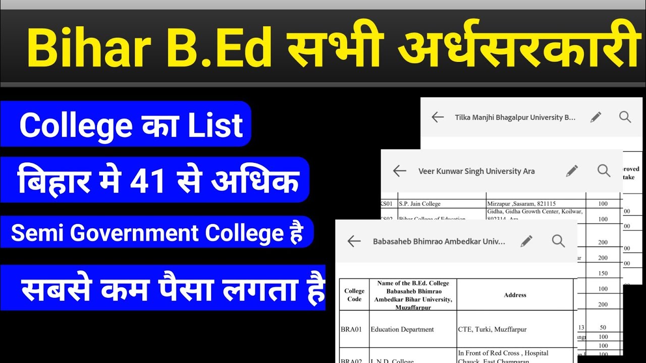 bihar b.ed semi government college list,bihar bed semi government college,Constituent b.ed college