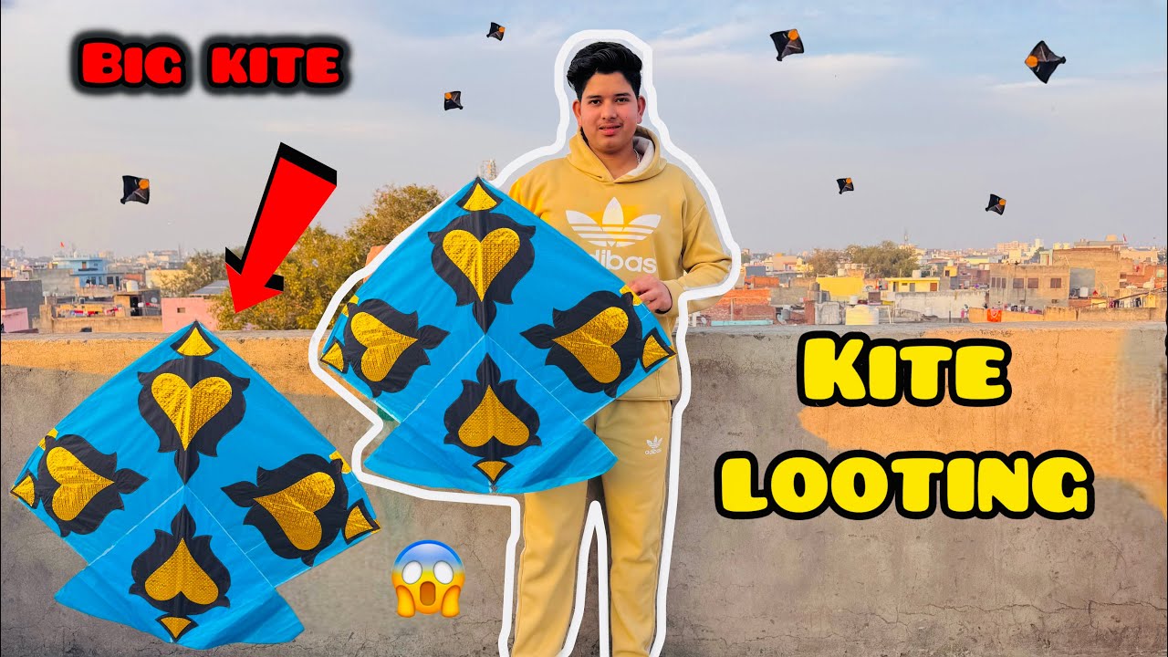 Kite looting catching big kite kitelover aaj bahut saari patang looti 😍🪁