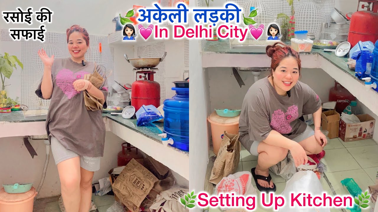 अकेली लड़की👩🏻‍🔧In Delhi City🌿|Cleaning Kitchen|Cooking Pumkin🎃|Life in Delhi✨