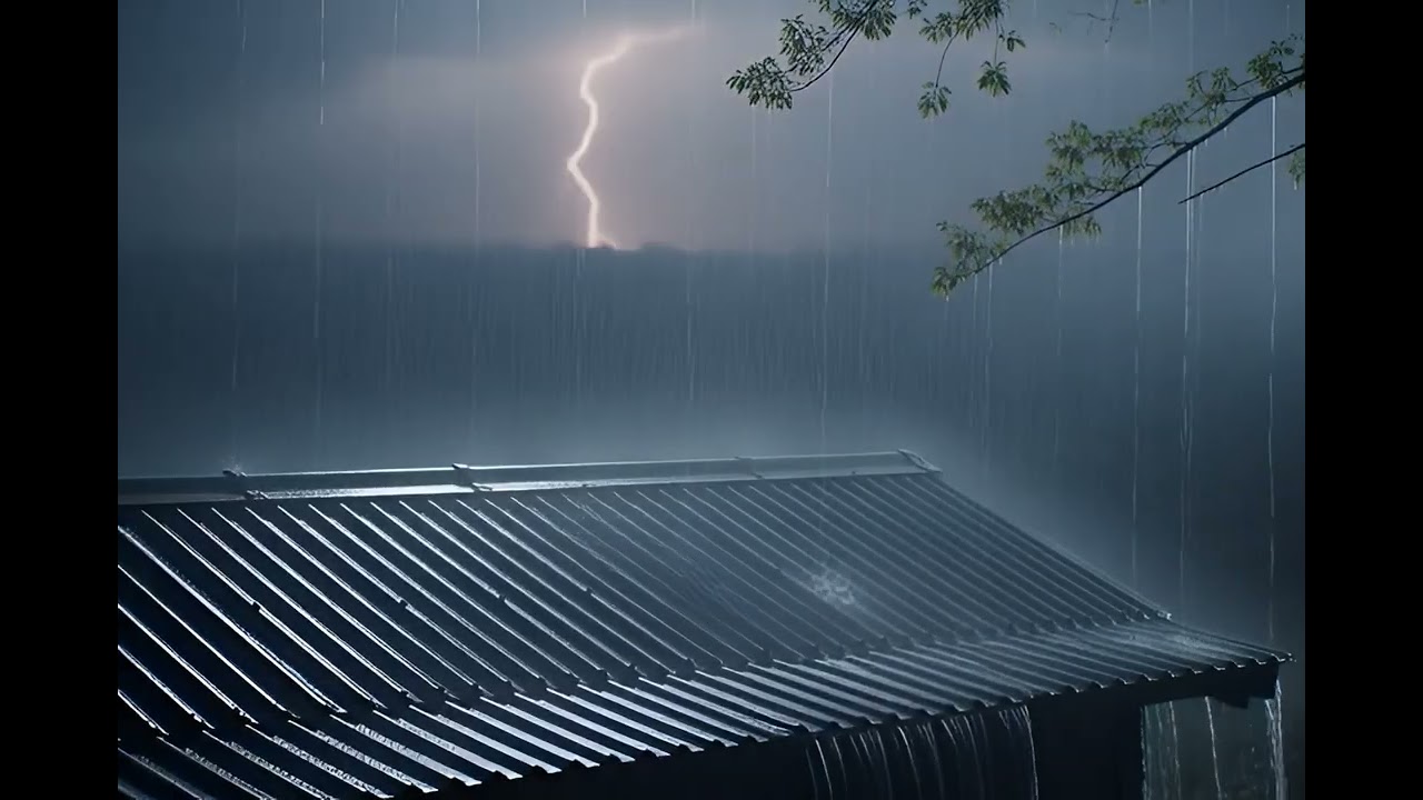 Relaxing Storm Ambience | ASMR Rain Sounds | Heavy Rain on Metal Roof