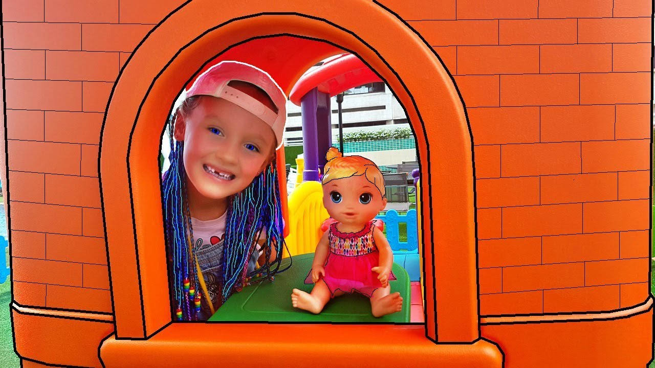 Nasty and Papa Pretend Play with toys and Playhouse for kids