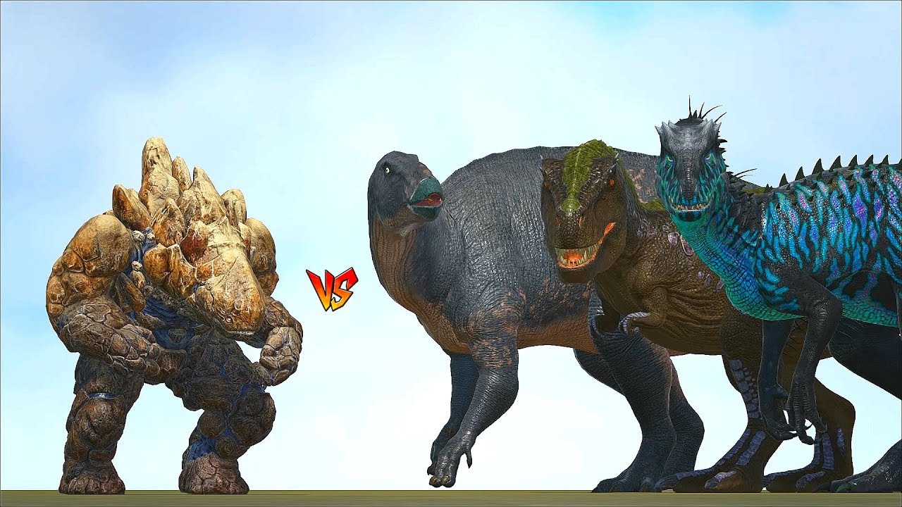 Ark Survival - RUBBLE GOLEM vs LARGE DINOS/CREATURES [Ep.334]