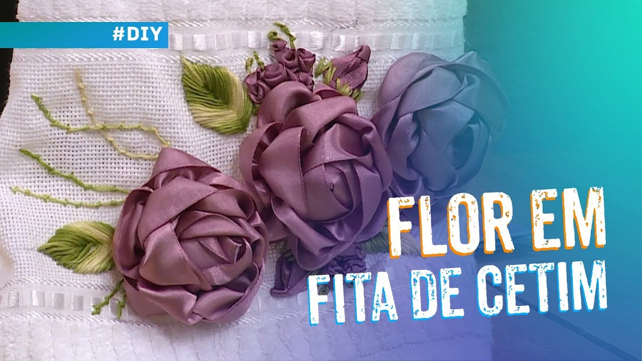 Flor em fita de cetim por Enedina Barbosa