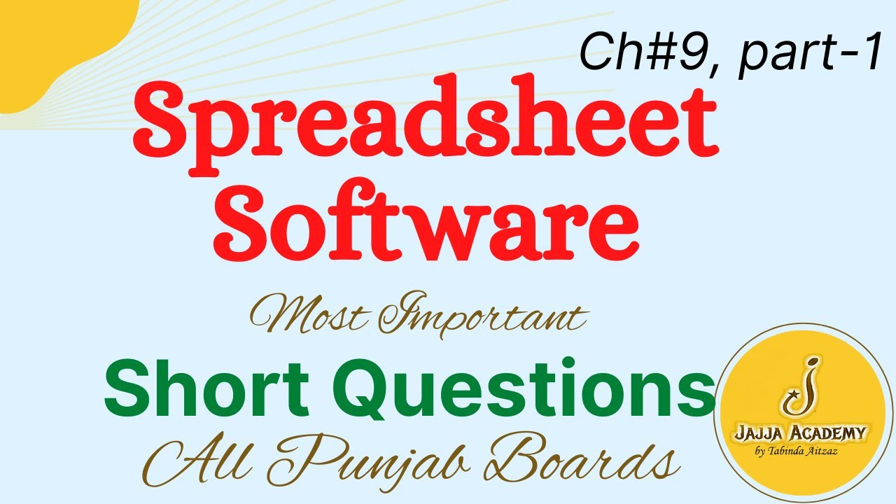 Spreadsheet Software Short Questions| MS Excel| 11th Class Computer Guess Paper| All Punjab Boards