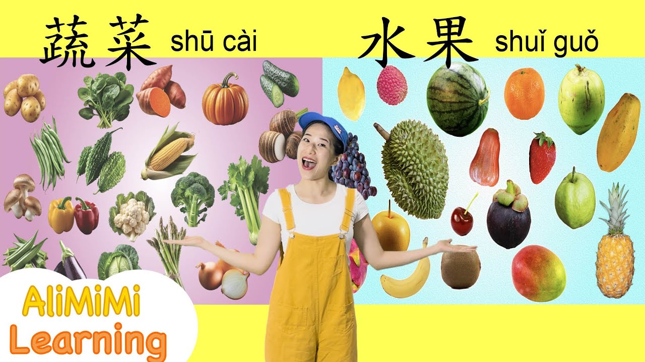 学中文 | 40 Chinese Words You Must Know | Fruits & Vegetables | 学中文轻松学习40个水果 + 蔬菜