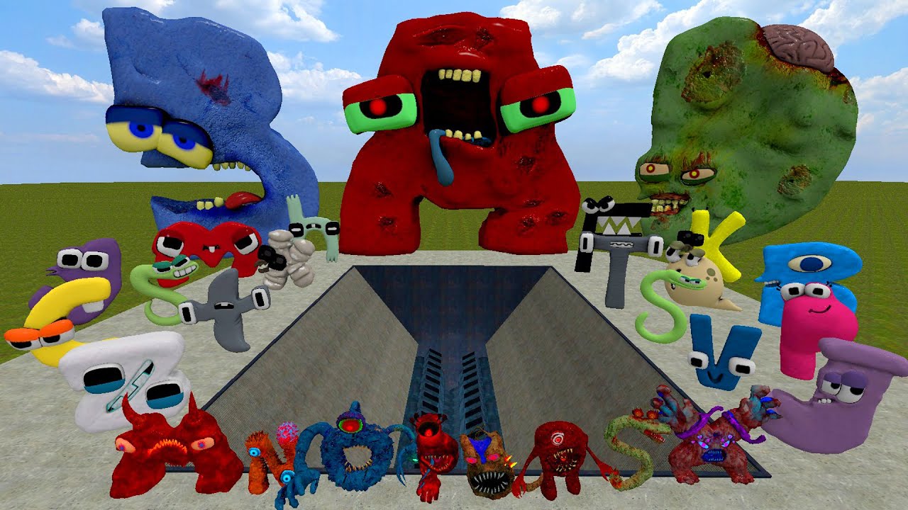 DESTROY ALL 3D ALPHABET LORE FAMILY in GIANT SHREDDER Garry's Mod