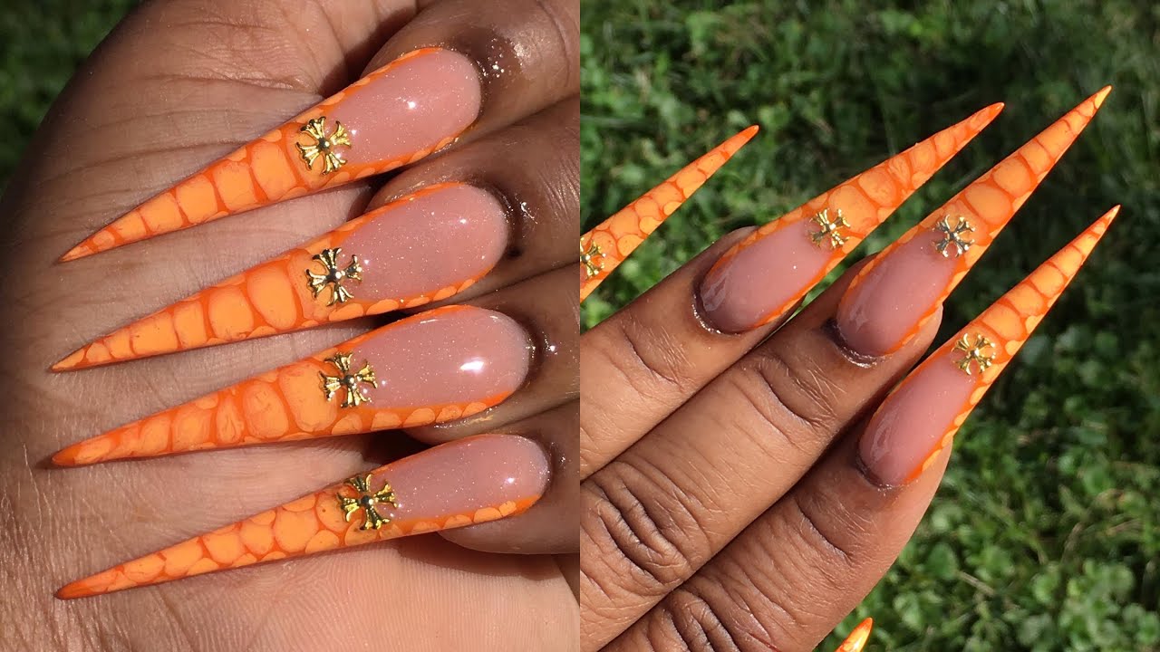 FRENCH CROC NAIL DESIGN 🧡🐊 | WHERE HAVE I BEEN? | ACRYLIC NAIL TUTORIAL ✨