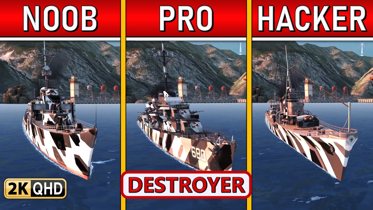 BATTLE OF WARSHIPS ⚓ NOOB VS PRO VS HACKER : DESTROYER