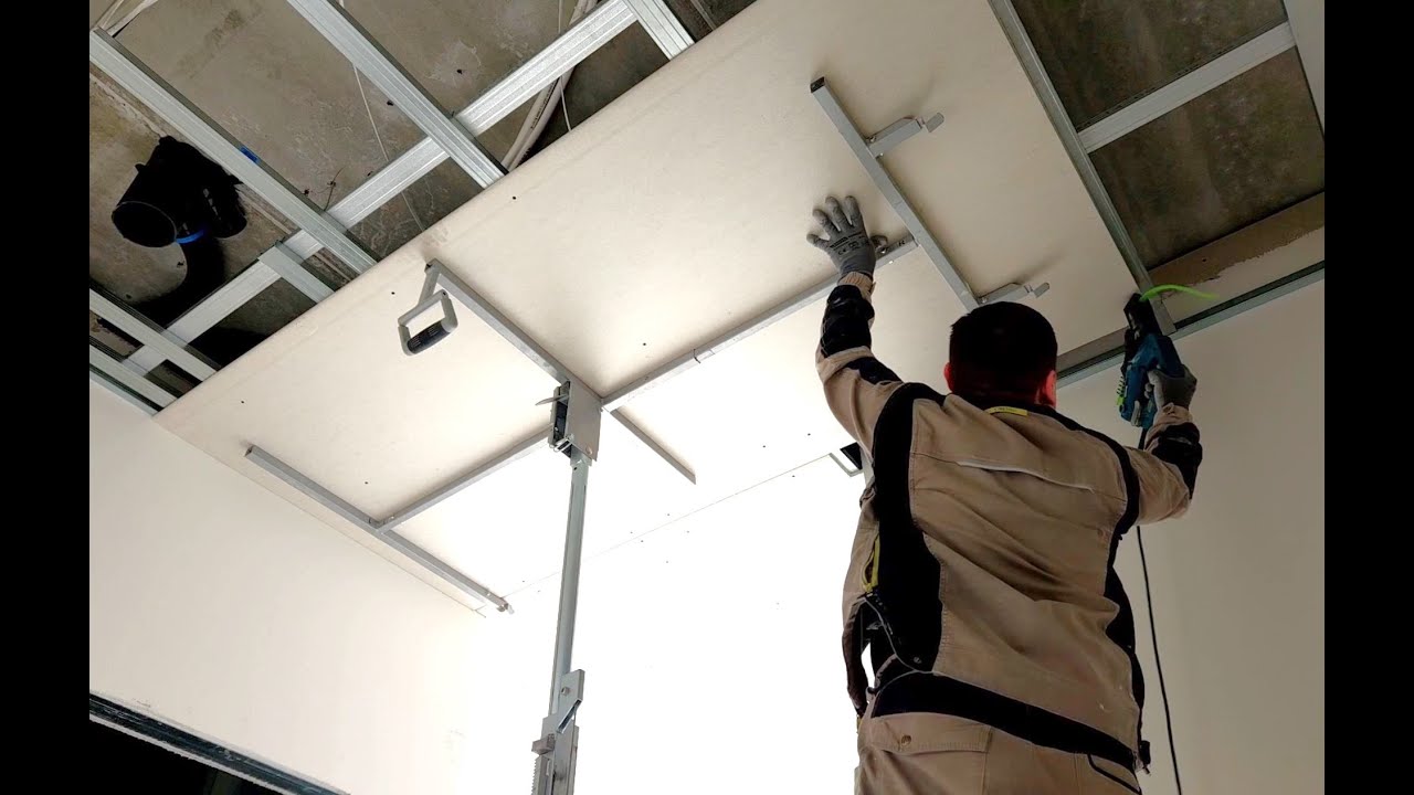 Ceiling Start to Finish Full installation walkthrough Gypsum (framing vents boards) Gipso montavimas