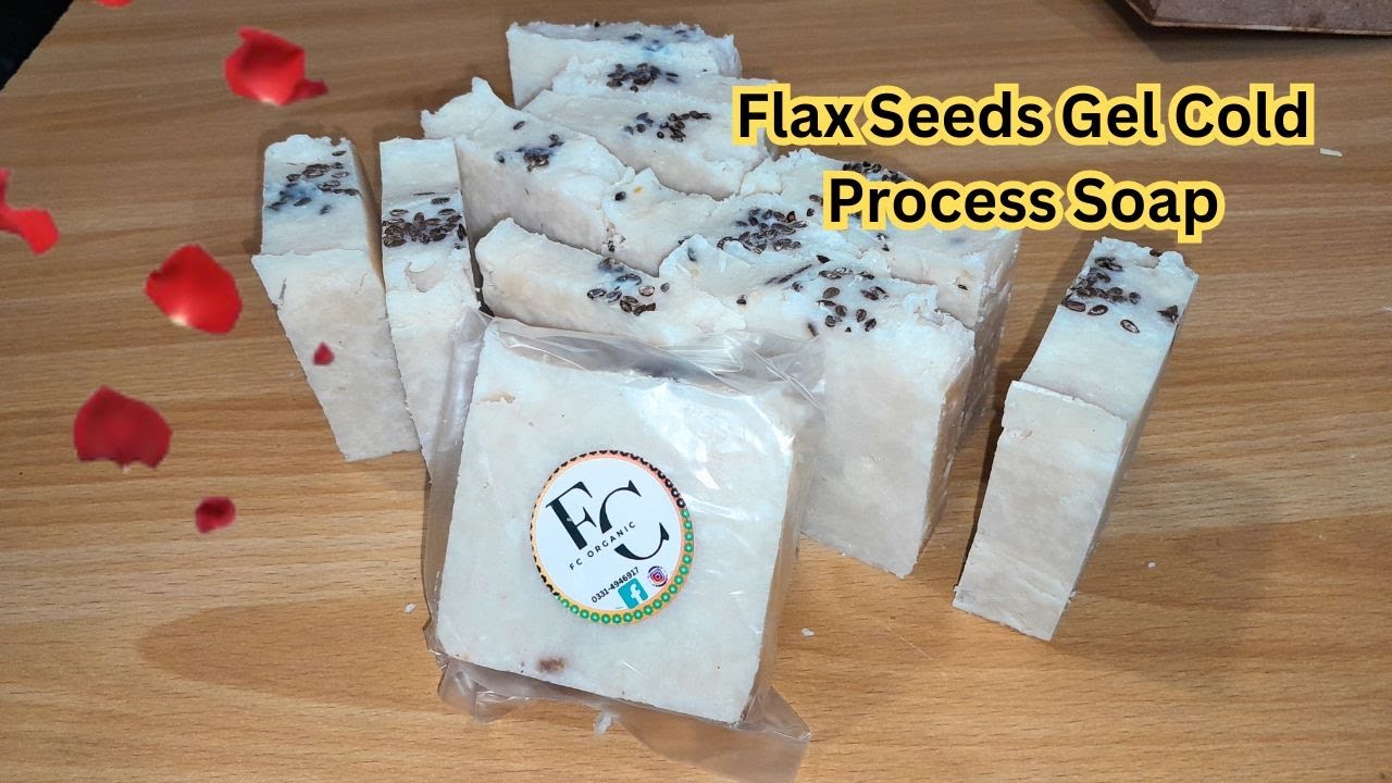 Flax Seeds Gel Cold Process Soap | 6 Oils & Orange Infused Oil | Moisturizing, Brightening & Gentle