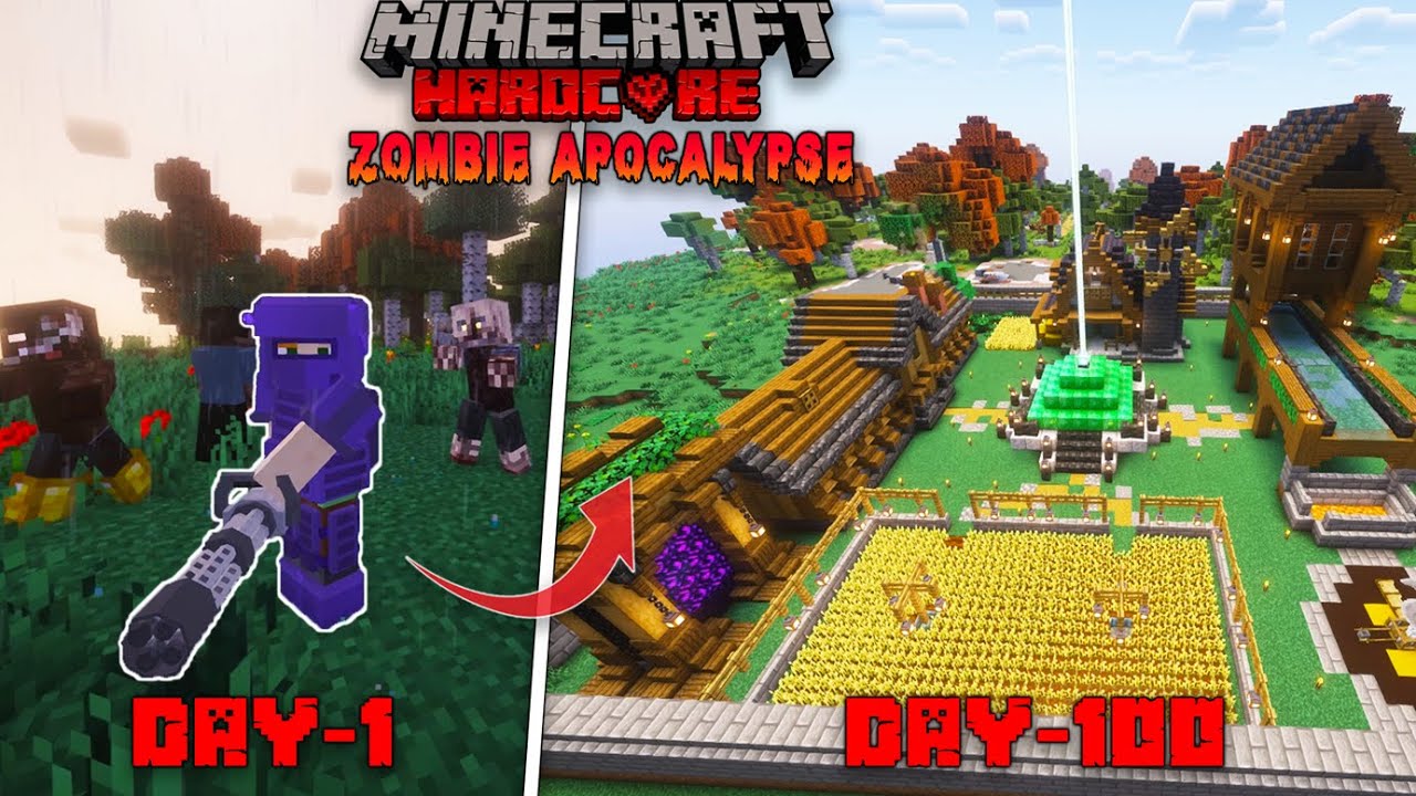 I Survived 100 Days in a Zombie Apocalypse in Minecraft Hardcore !! (Hindi)