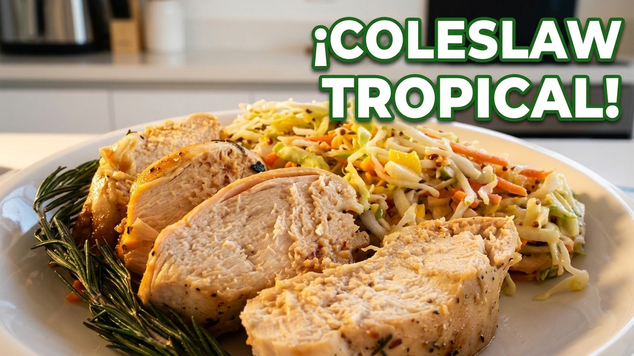 🥗 Ensalada COLESLAW TROPICAL con pollo al romero. Receta Fácil y Deliciosa