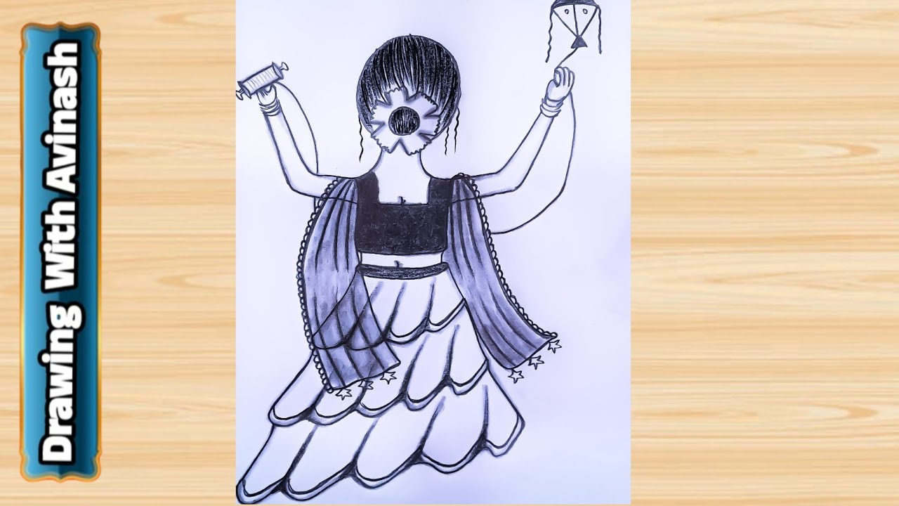 Sankranti Drawing Hard💥| Kite Festival Drawing Easy | Makar Sankranti Drawing |Girl Flying Kite Draw