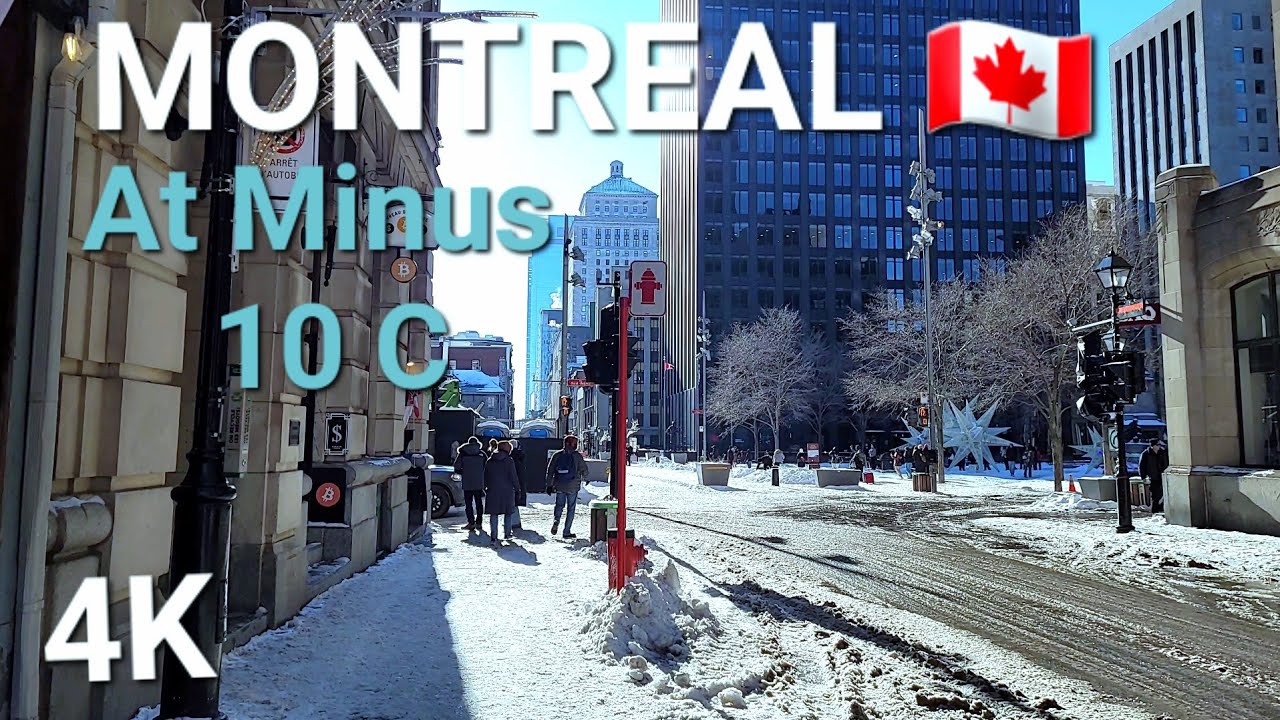 Montreal 4K Walking Downtown | Serene Sunday in the -10 C Cold 