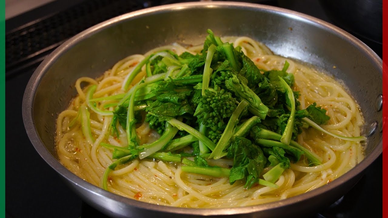 【それぞれの素材の味を楽しむ】菜の花のペペロンチーノ【Aglio olio peperoncino e nanohana】