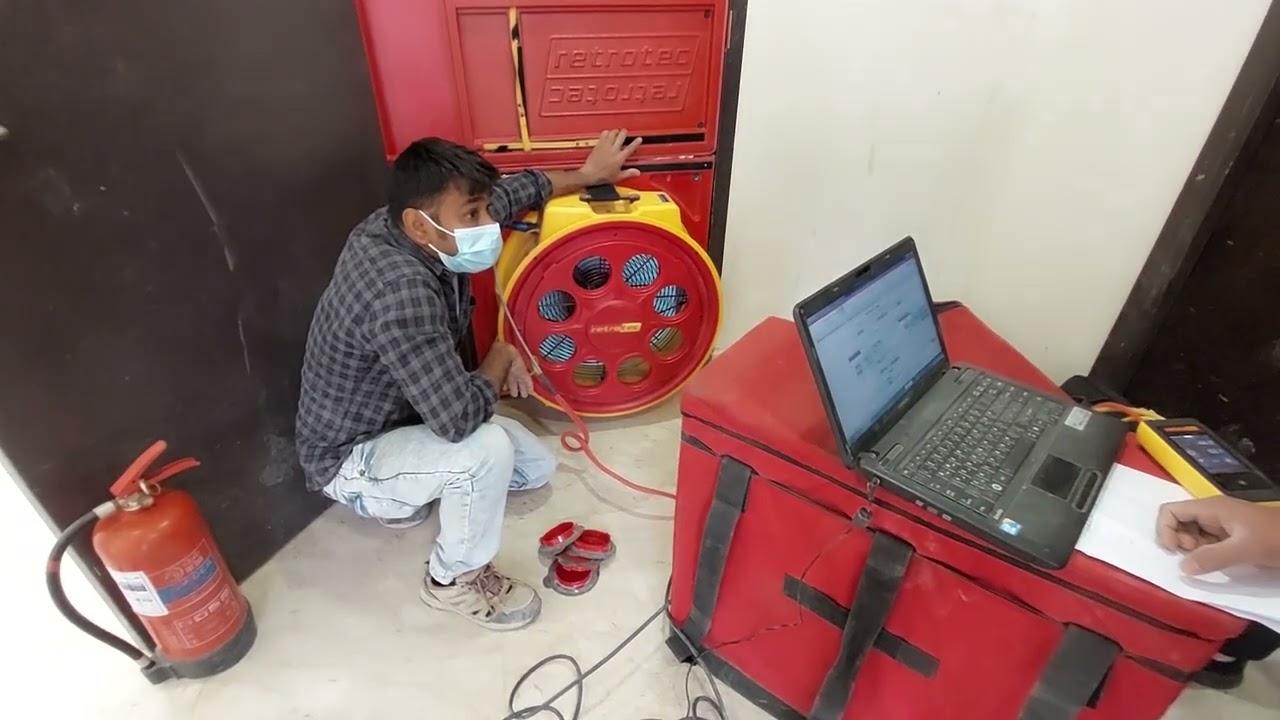Integrity test of a room which  have fire suppression system part 1