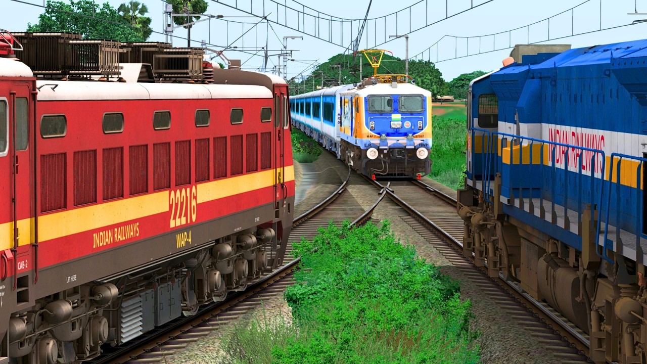 THREE TRAINS CROSSING IN SAME RAIL TRACK | BUMPY RAILROAD | Train Simulator | Railwork | NTG GAMING
