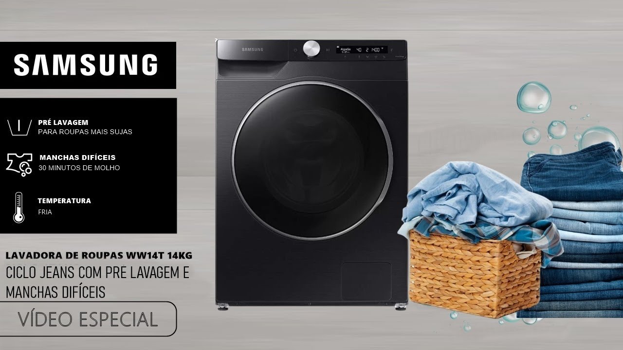Lavadora de Roupas SAMSUNG 14Kg JEANS COM MANCHAS DIFÍCEIS