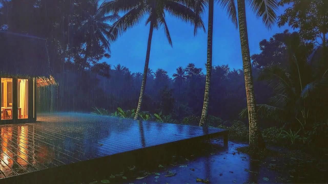 Drift to Sleep with Warm Rainfall and Rolling Storm at Cozy Cabin 🌧️