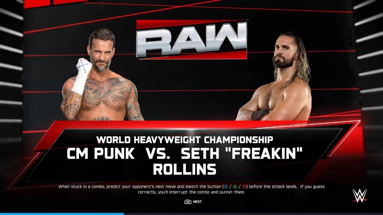 WWE 2K25 CM Punk vs Seth ''Freakin'' Rollins | World Heavyweight Title Match: Raw 2026