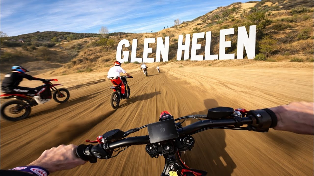 Racing Electric Dirtbikes at Glen Helen!