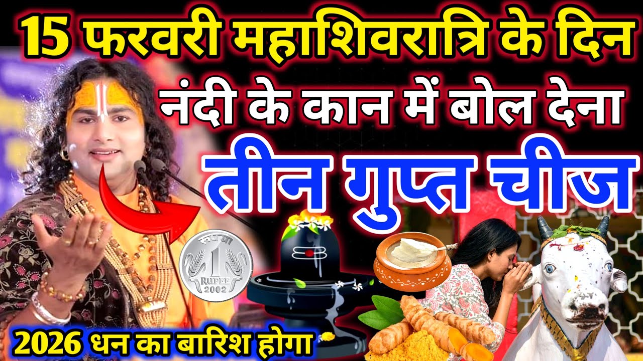15 फरवरी महाशिवरात्रि के दिन नंदी के कान में तीन गुप्त चीज aniruddhacharya ji #mahashivratri 