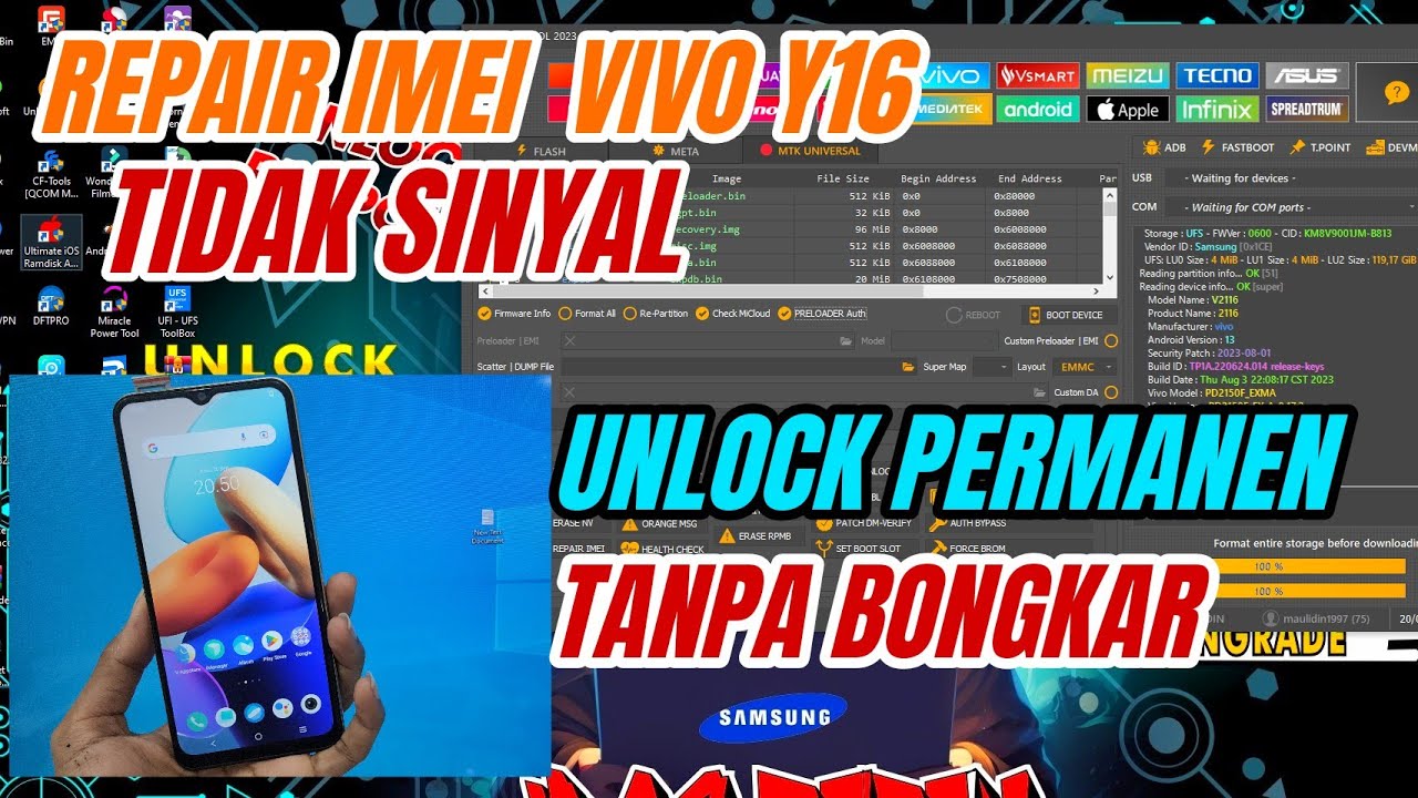New Security 2023 ( Vivo Y16 ) Repair imei ,Tanpa Bongkar , By UnlockTool