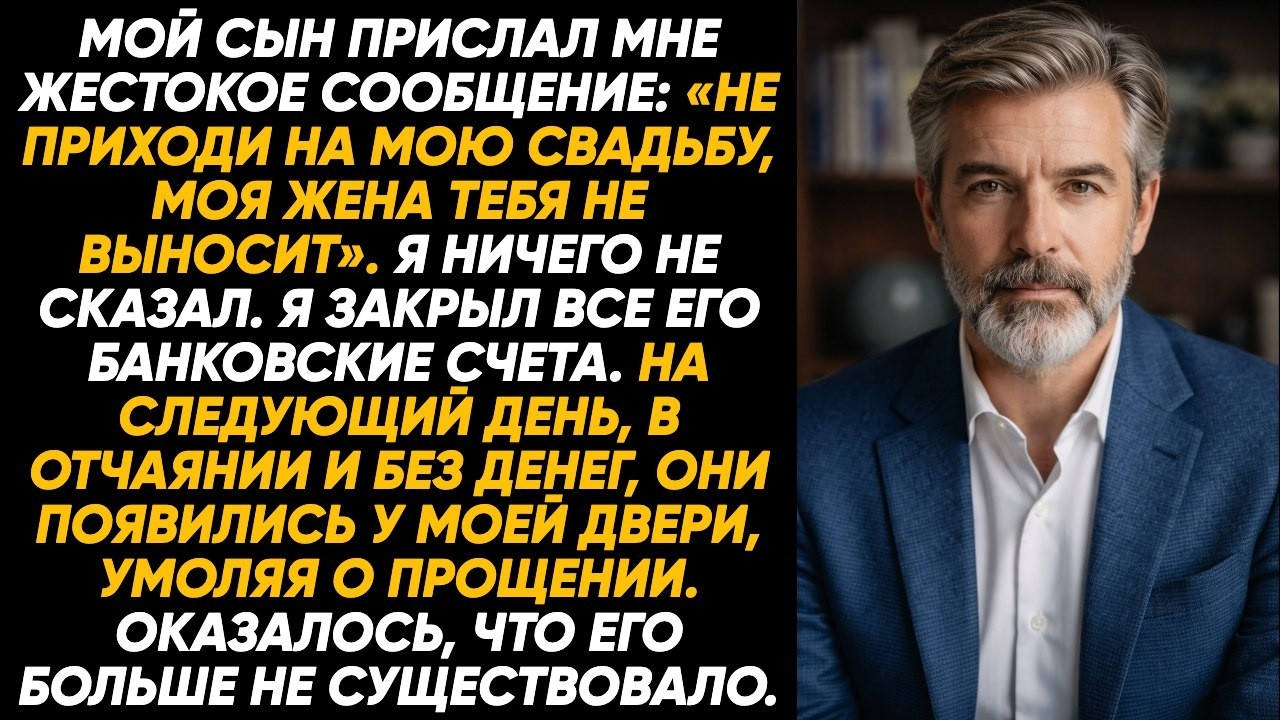 Сын написал: «Не приходи на свадьбу». Я закрыл кошелёк и молча ушёл, не сказав ни слова навсегда...!