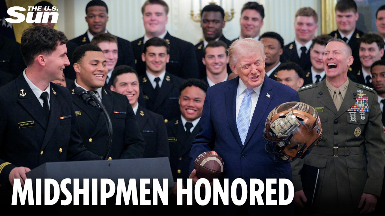 Trump presents Commander-in-Chief trophy to Navy football team